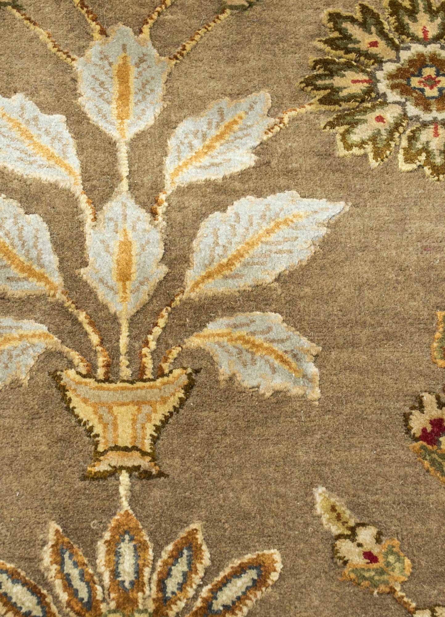 aurora beige and brown wool and silk Hand Knotted Rug - CloseUp aurora beige and brown wool and silk Hand Knotted Rug - CloseUp