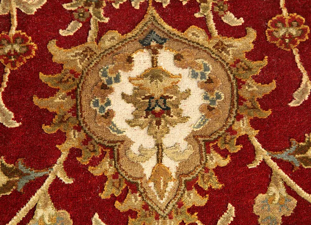 aurora red and orange wool and silk Hand Knotted Rug - CloseUp