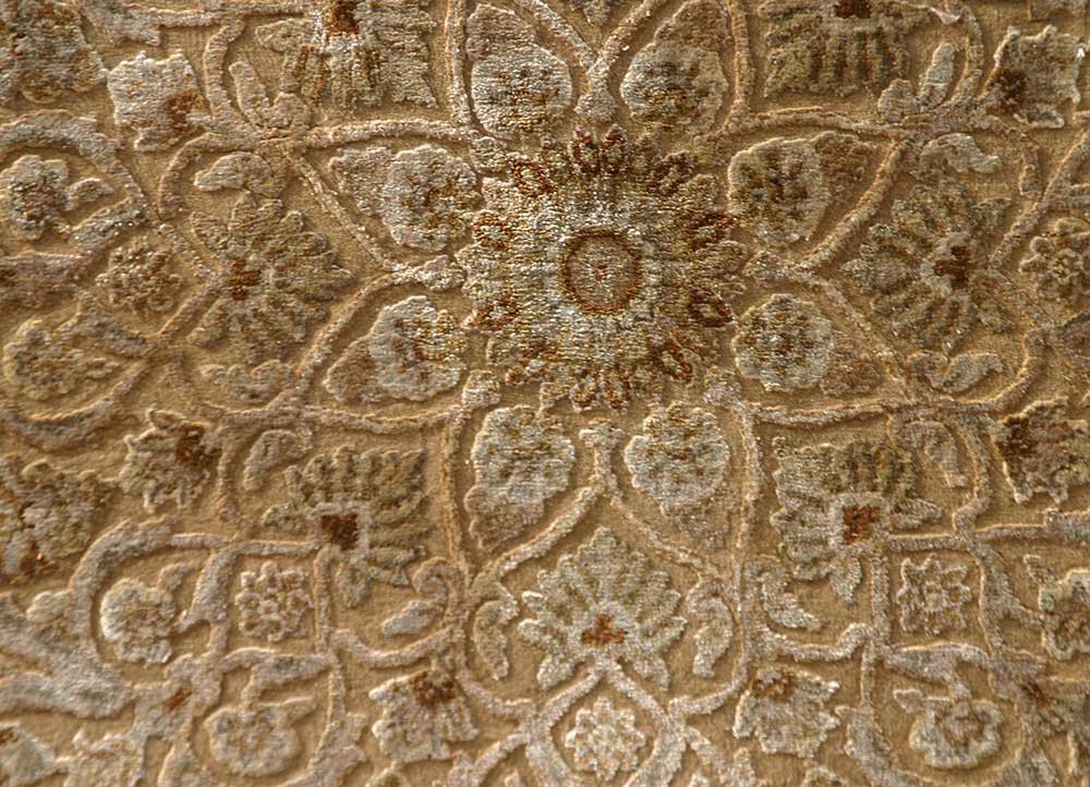 aurora gold wool and silk Hand Knotted Rug - CloseUp aurora gold wool and silk Hand Knotted Rug - CloseUp