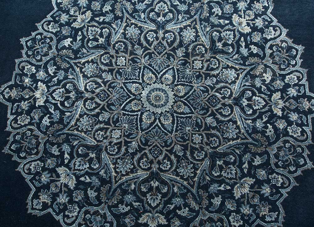 aurora blue wool and silk Hand Knotted Rug - CloseUp