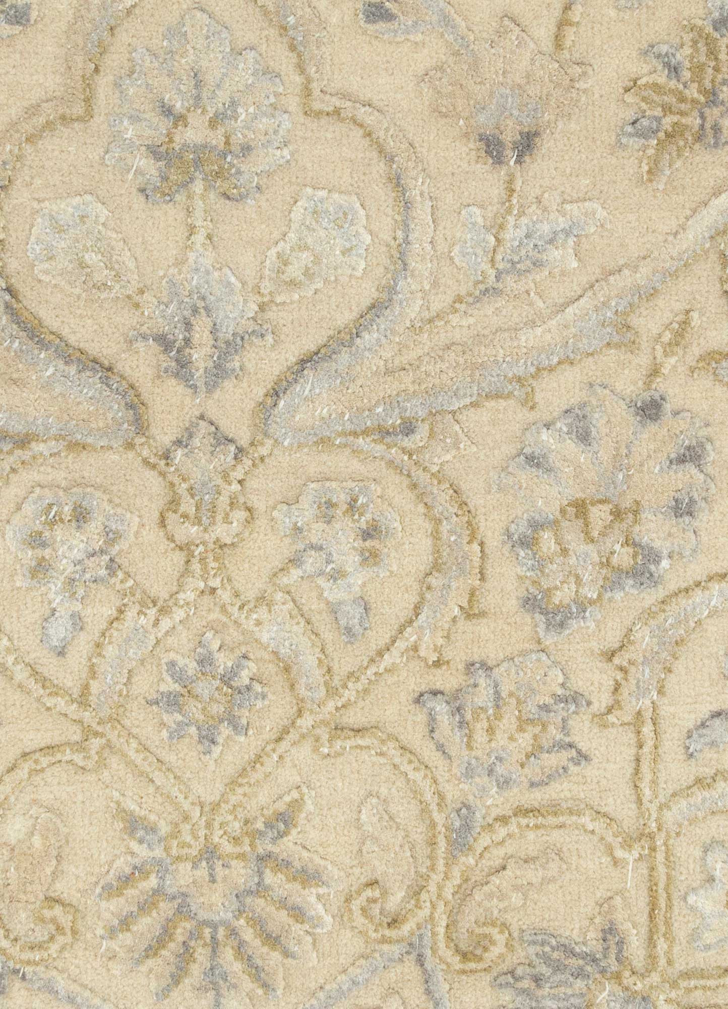 aurora ivory wool and silk Hand Knotted Rug - CloseUp