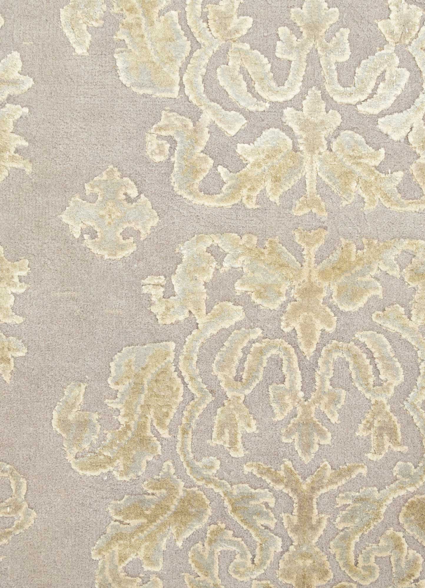 aurora grey and black wool and silk Hand Knotted Rug - CloseUp