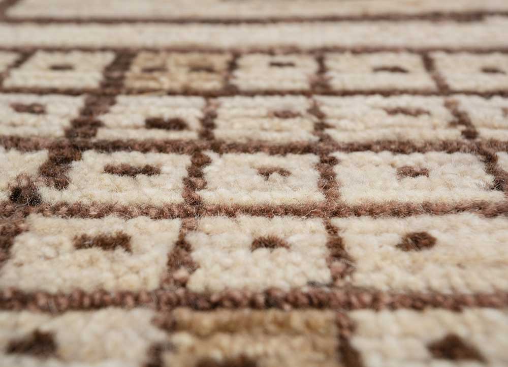 manifest gold afghan wool Hand Knotted Rug - CloseUp