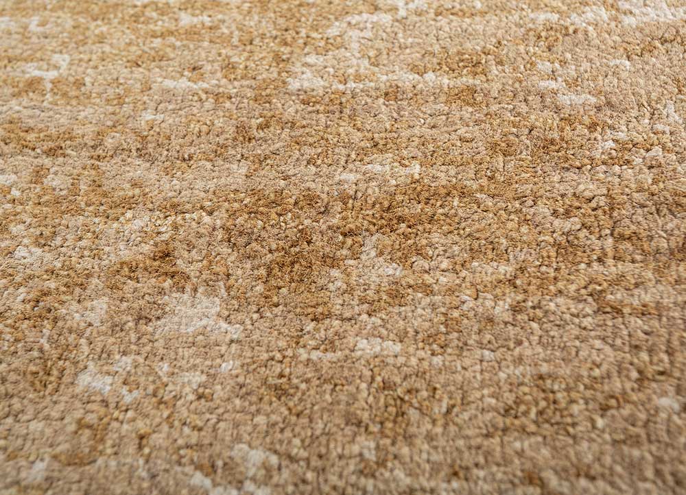 far east beige and brown silk Hand Knotted Rug - CloseUp
