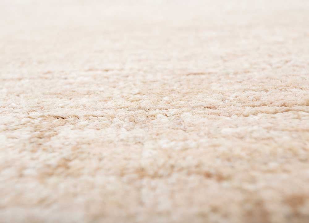 far east beige and brown silk Hand Knotted Rug - CloseUp