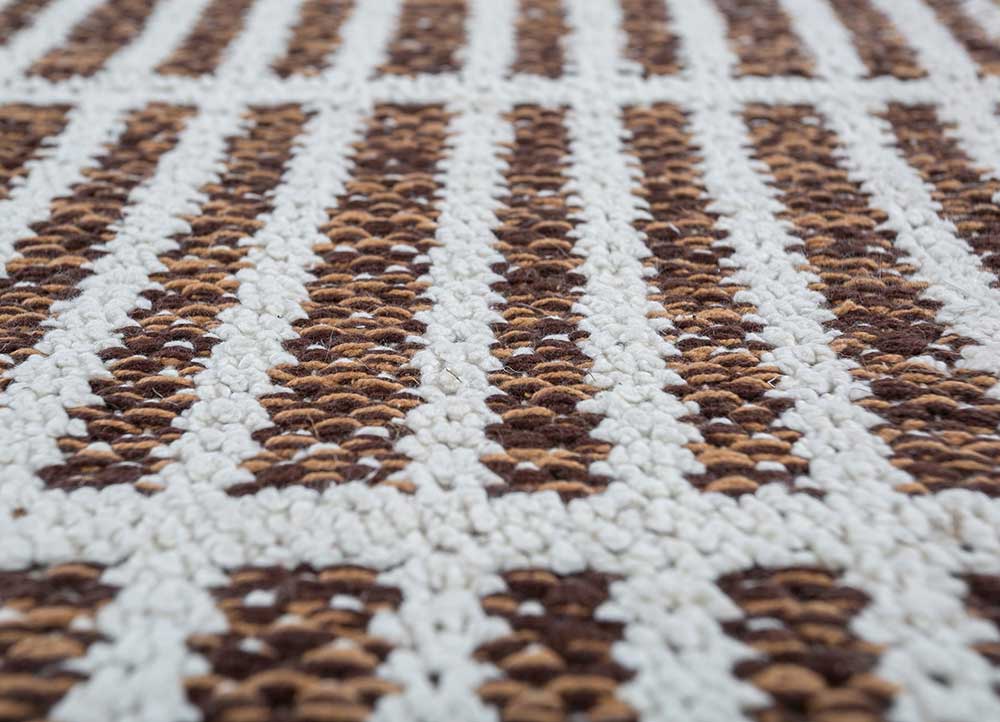 aprezo beige and brown cotton Flat Weaves Rug - CloseUp