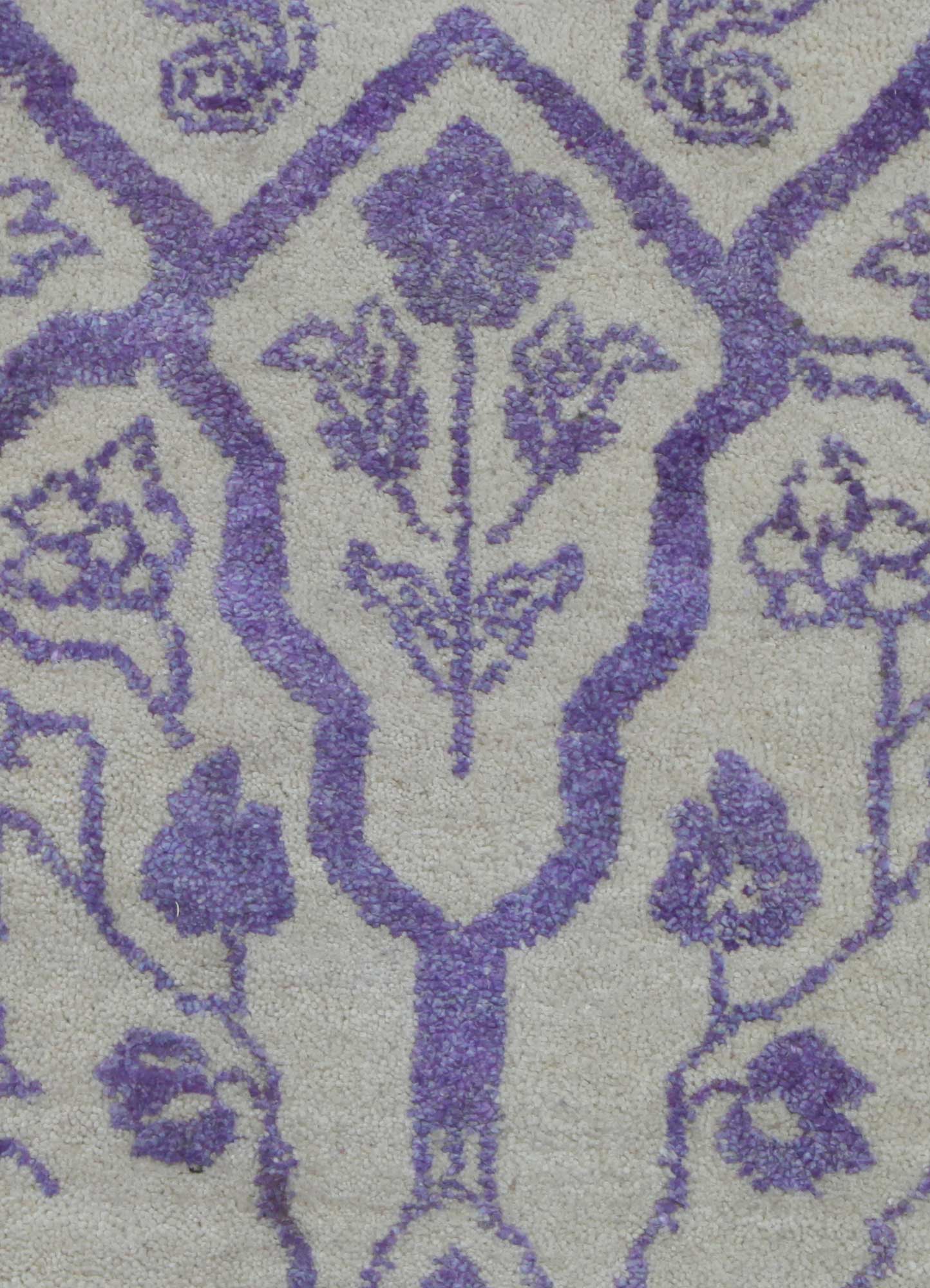 far east pink and purple wool and silk Hand Knotted Rug - CloseUp