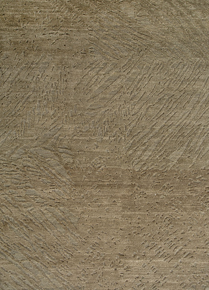 free verse by kavi green wool and silk Hand Knotted Rug - CloseUp