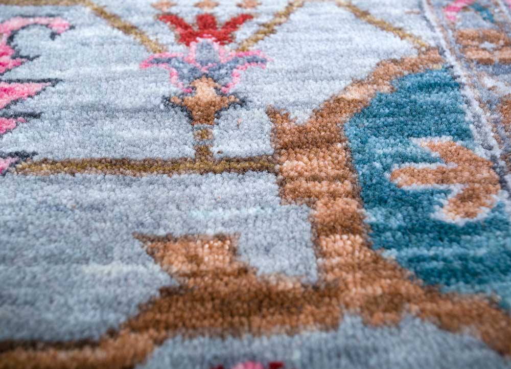 cyanna pink and purple wool Hand Knotted Rug - CloseUp