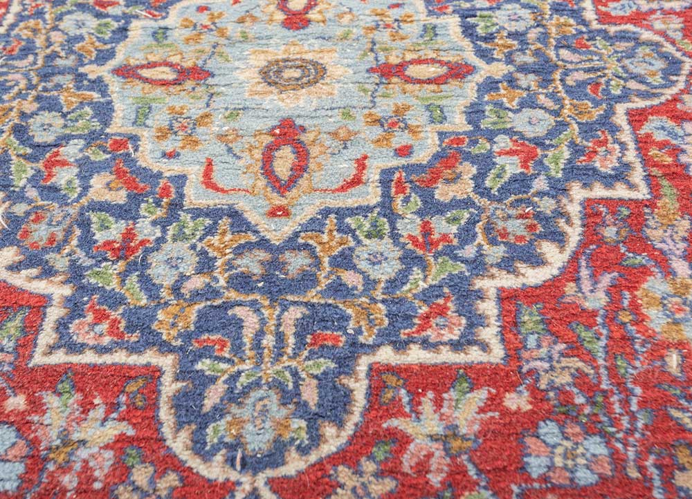 gulnar red and orange wool Hand Knotted Rug - CloseUp gulnar red and orange wool Hand Knotted Rug - CloseUp