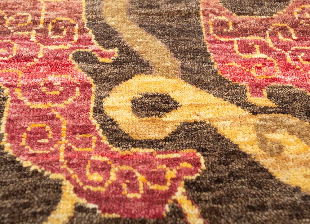 cyanna beige and brown wool Hand Knotted Rug - CloseUp