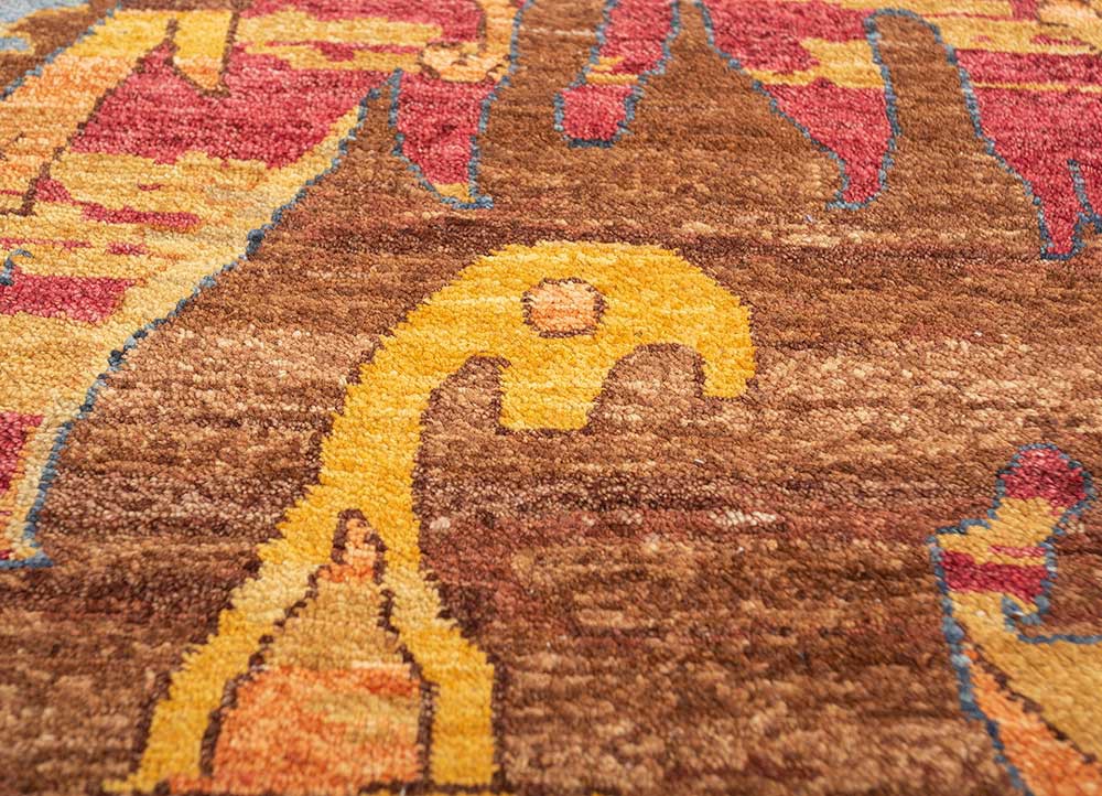 cyanna red and orange wool Hand Knotted Rug - CloseUp cyanna red and orange wool Hand Knotted Rug - CloseUp