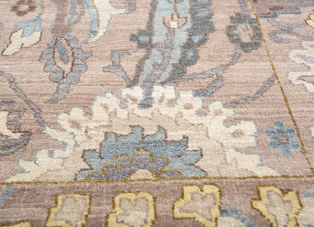 cyanna beige and brown wool Hand Knotted Rug - CloseUp