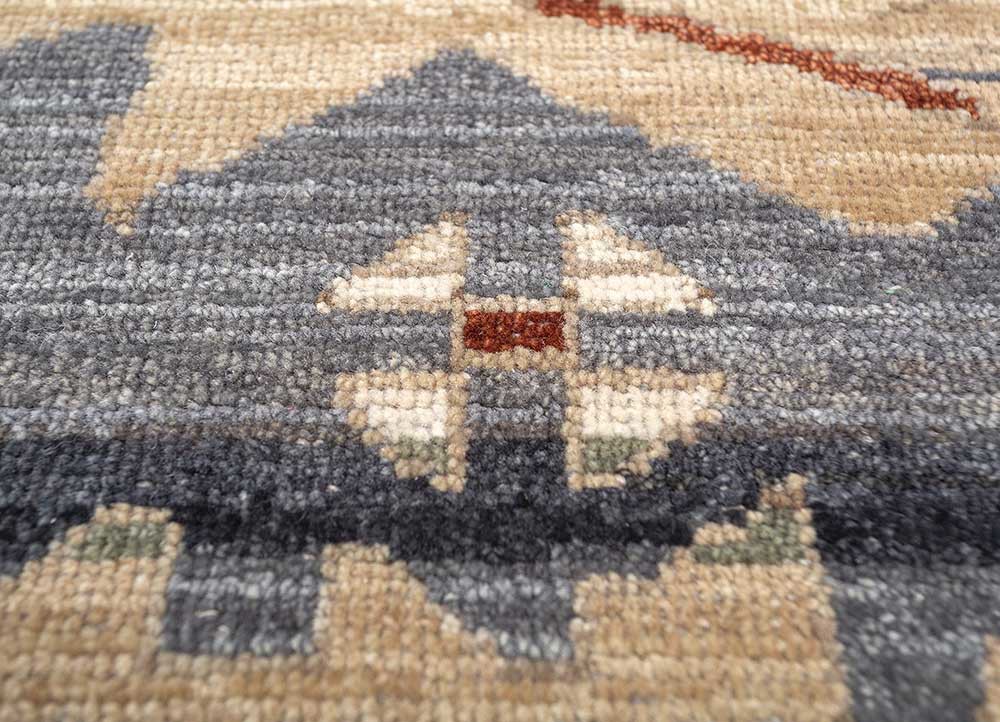 cyanna blue wool Hand Knotted Rug - CloseUp cyanna blue wool Hand Knotted Rug - CloseUp