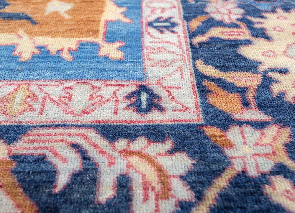 savana blue wool Hand Knotted Rug - CloseUp