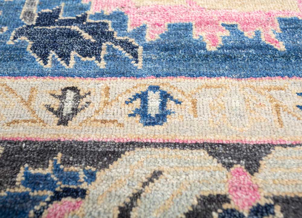 savana blue wool Hand Knotted Rug - CloseUp