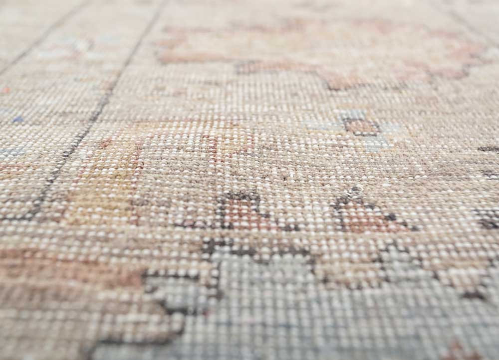 cyanna beige and brown wool Hand Knotted Rug - CloseUp