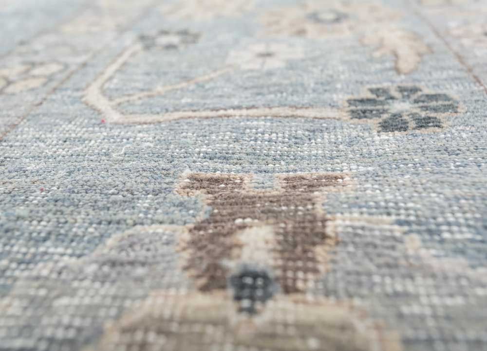 cyanna blue wool Hand Knotted Rug - CloseUp