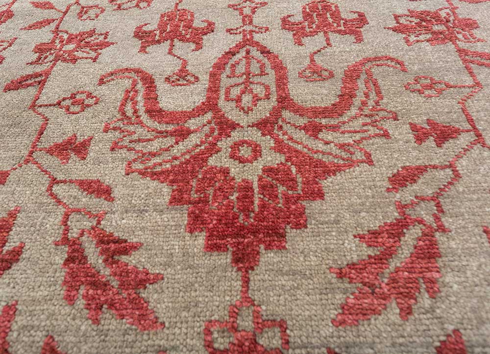savana red and orange wool Hand Knotted Rug - CloseUp savana red and orange wool Hand Knotted Rug - CloseUp
