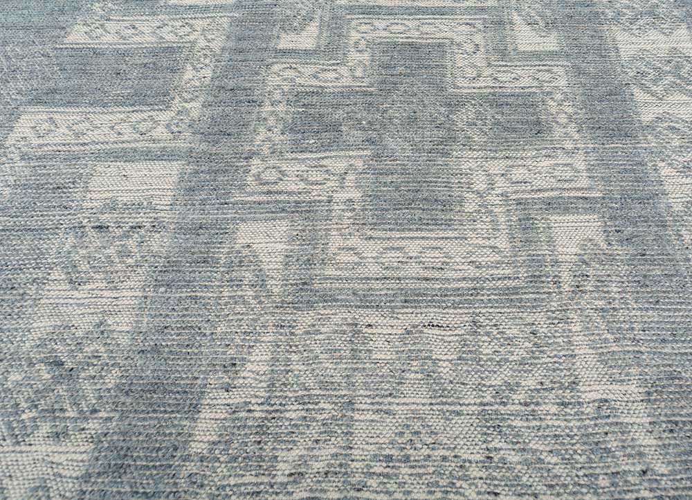 savana blue wool Hand Knotted Rug - CloseUp