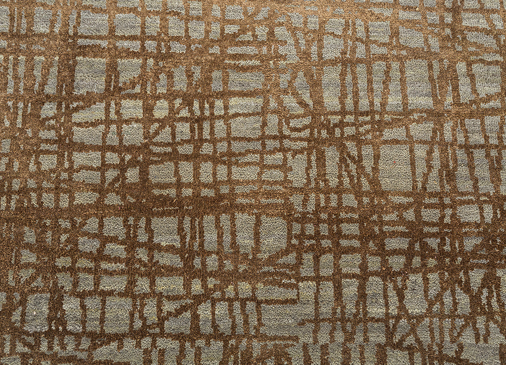 free verse by kavi beige and brown wool and silk Hand Knotted Rug - CloseUp