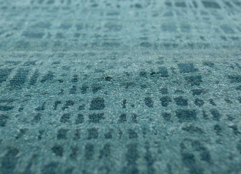 free verse by kavi blue wool and silk Hand Knotted Rug - CloseUp