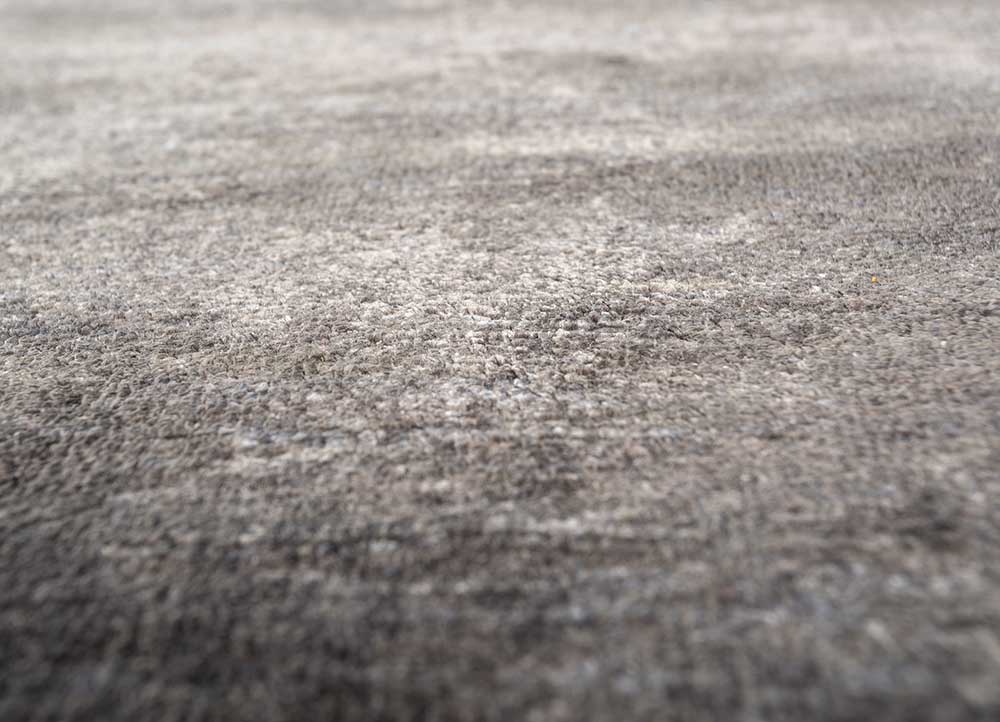 free verse by kavi grey and black wool and silk Hand Knotted Rug - CloseUp