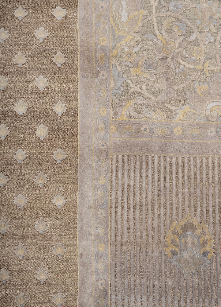 far east green wool and silk Hand Knotted Rug - CloseUp far east green wool and silk Hand Knotted Rug - CloseUp