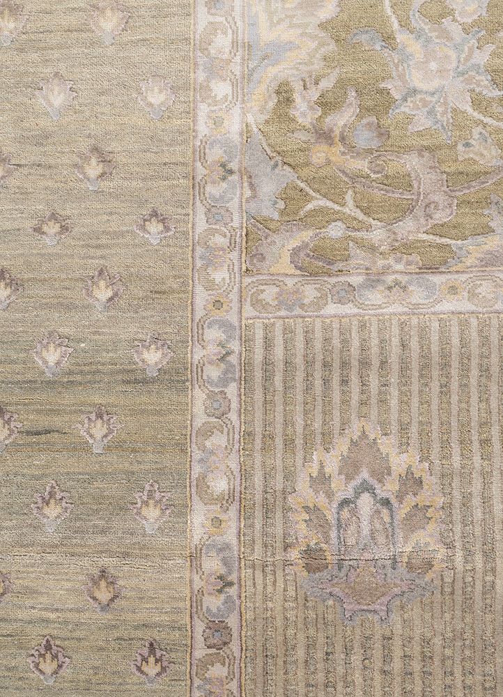 far east green wool and silk Hand Knotted Rug - CloseUp far east green wool and silk Hand Knotted Rug - CloseUp