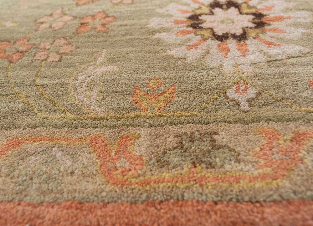 cyanna red and orange wool Hand Knotted Rug - CloseUp