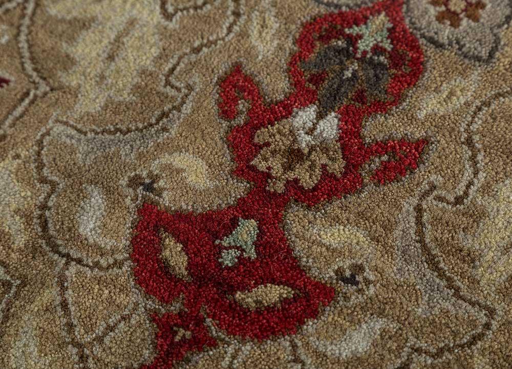 gulnar beige and brown wool Hand Knotted Rug - CloseUp