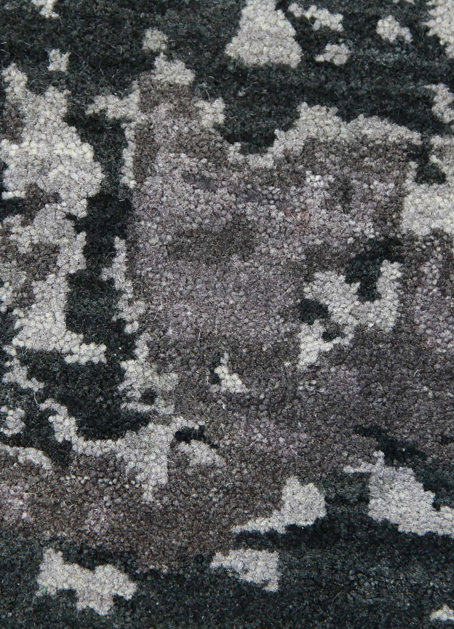 pansy grey and black wool Hand Knotted Rug - CloseUp