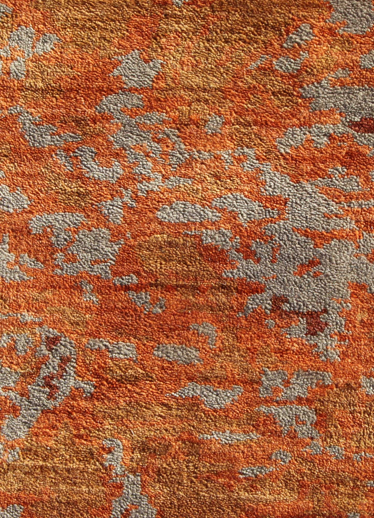 pansy red and orange wool Hand Knotted Rug - CloseUp
