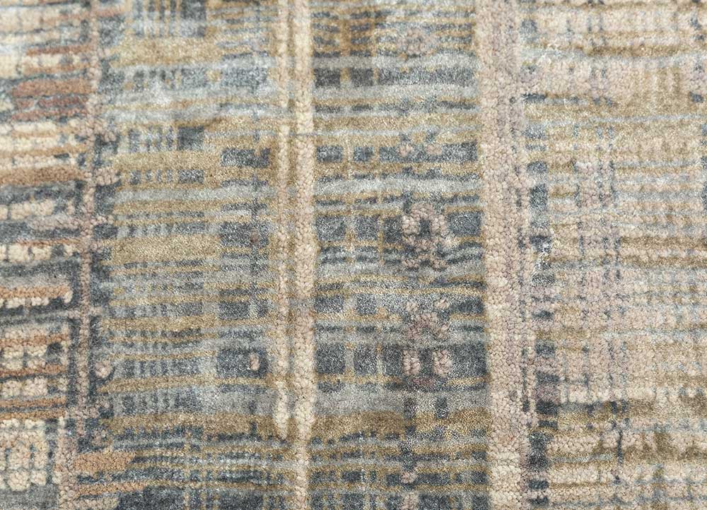 unstring by kavi grey and black wool and bamboo silk Hand Knotted Rug - CloseUp