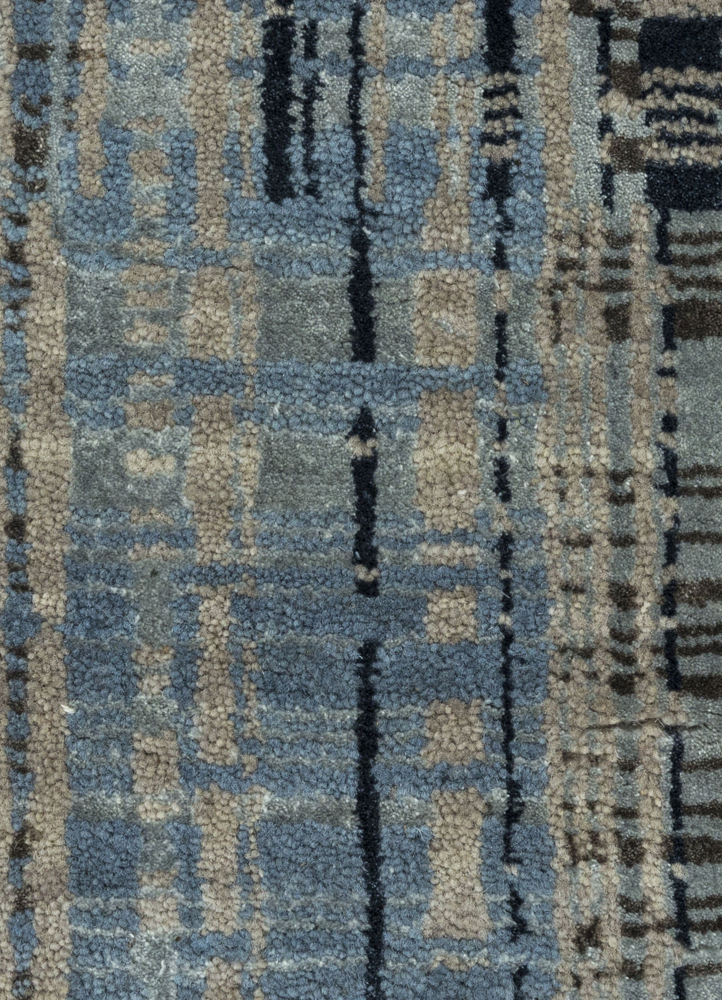 unstring by kavi blue wool and bamboo silk Hand Knotted Rug - CloseUp