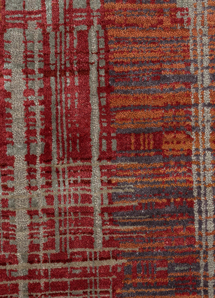 unstring by kavi grey and black wool and bamboo silk Hand Knotted Rug - CloseUp unstring by kavi grey and black wool and bamboo silk Hand Knotted Rug - CloseUp