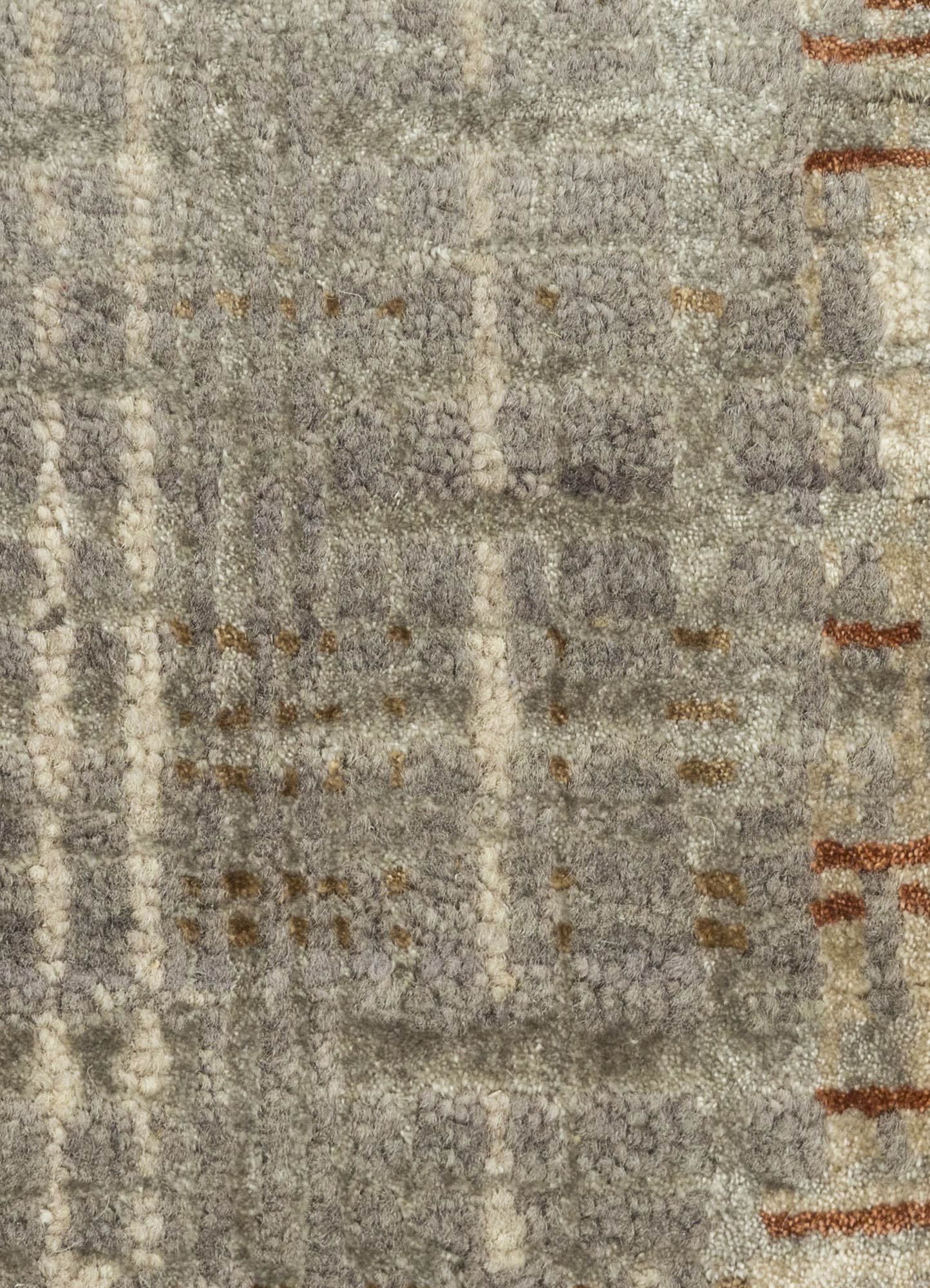 unstring by kavi beige and brown wool and bamboo silk Hand Knotted Rug - CloseUp