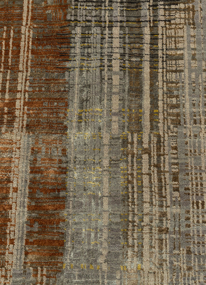 unstring by kavi beige and brown wool and bamboo silk Hand Knotted Rug - CloseUp unstring by kavi beige and brown wool and bamboo silk Hand Knotted Rug - CloseUp