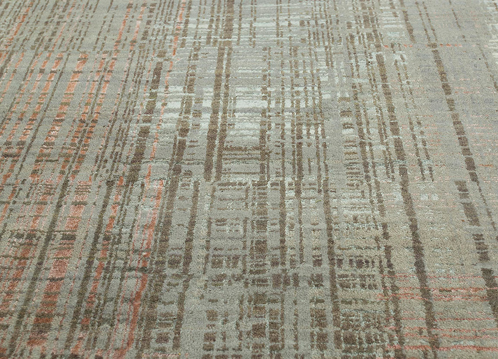 unstring by kavi beige and brown wool and bamboo silk Hand Knotted Rug - CloseUp