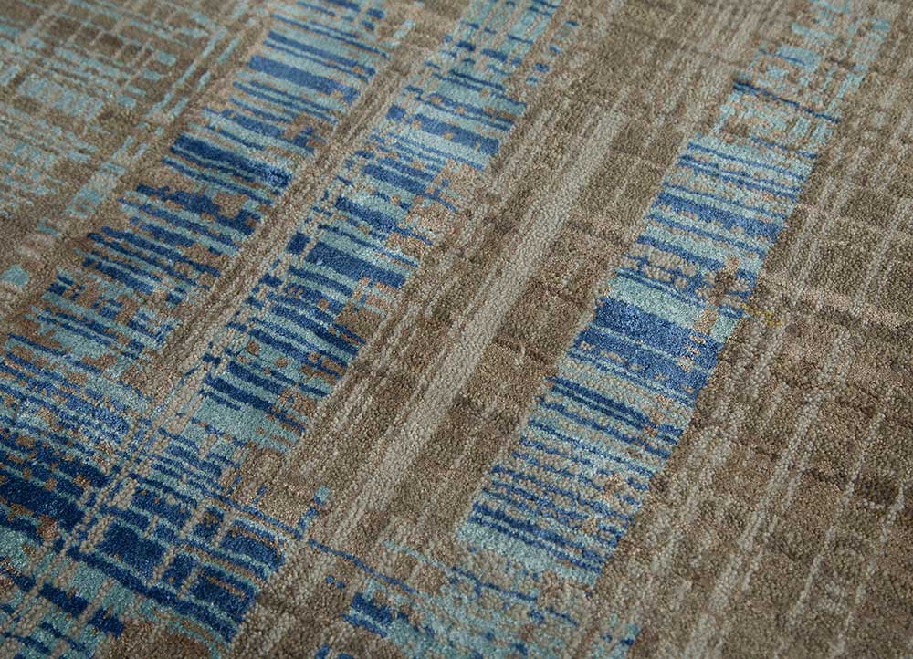 unstring by kavi beige and brown wool and bamboo silk Hand Knotted Rug - CloseUp unstring by kavi beige and brown wool and bamboo silk Hand Knotted Rug - CloseUp