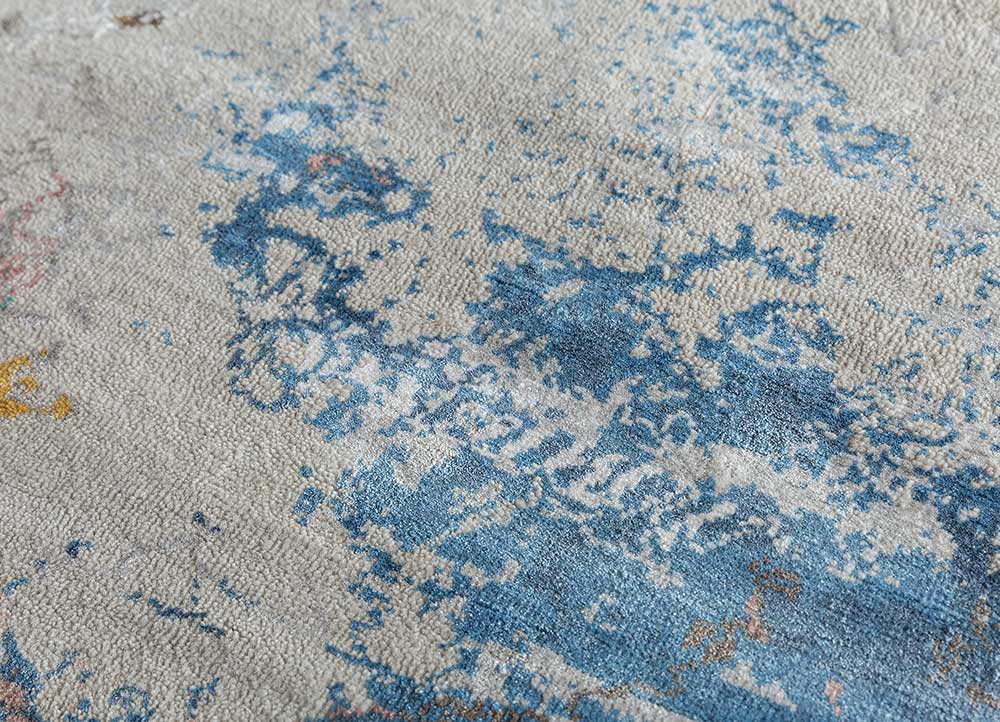 unstring by kavi ivory wool and bamboo silk Hand Knotted Rug - CloseUp