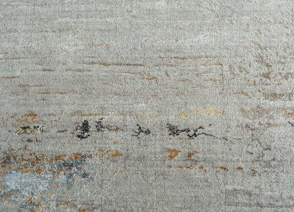 unstring by kavi grey and black wool and bamboo silk Hand Knotted Rug - CloseUp