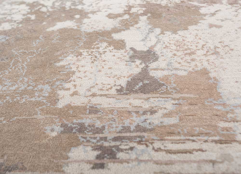 unstring by kavi ivory wool and bamboo silk Hand Knotted Rug - CloseUp