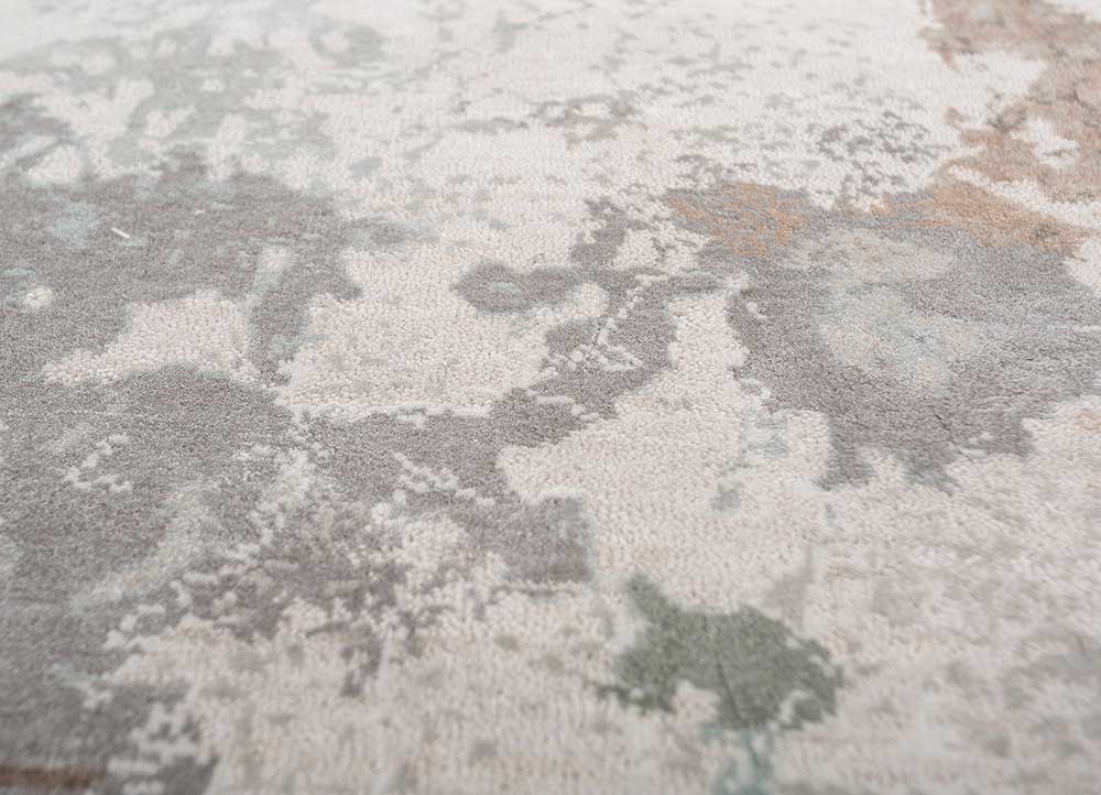 unstring by kavi ivory wool and bamboo silk Hand Knotted Rug - CloseUp