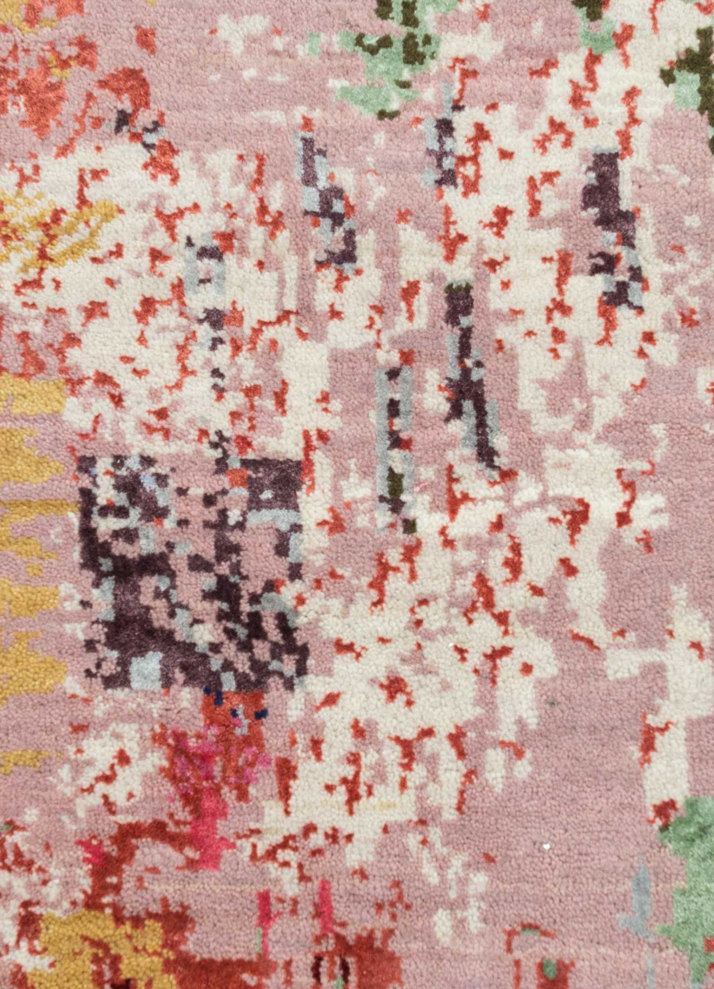 unstring by kavi pink and purple wool and bamboo silk Hand Knotted Rug - CloseUp