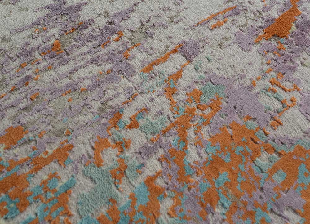 unstring by kavi ivory wool and bamboo silk Hand Knotted Rug - CloseUp
