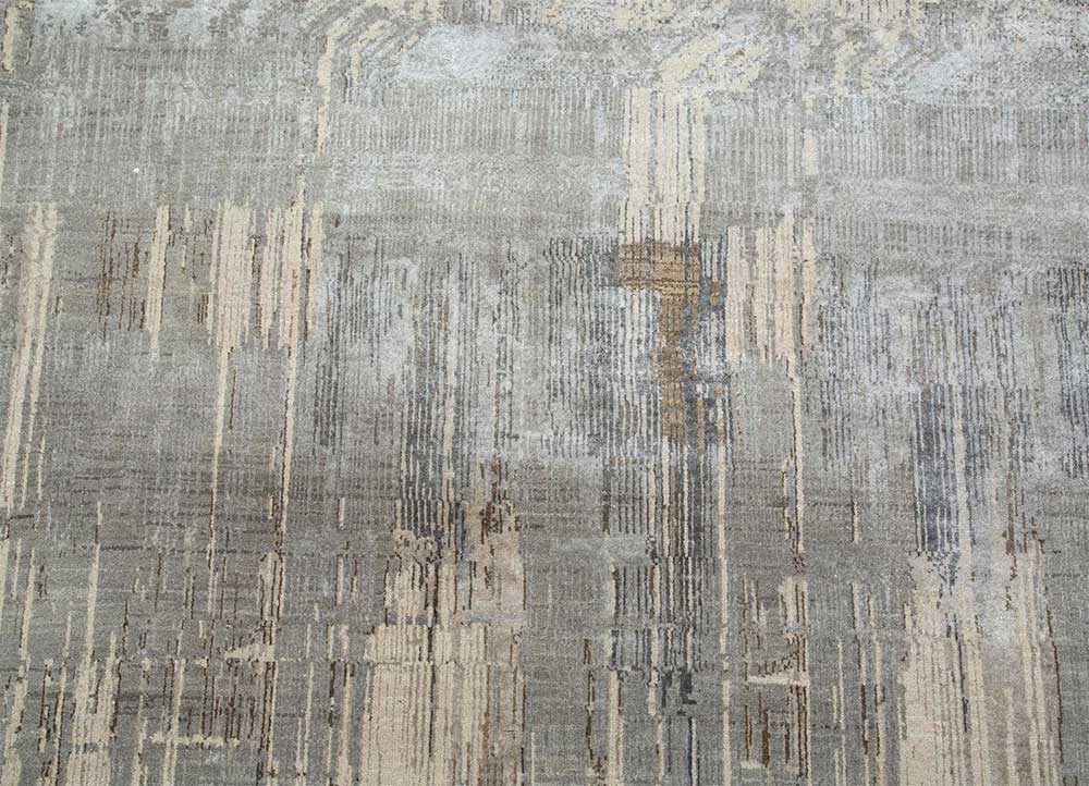 unstring by kavi ivory wool and bamboo silk Hand Knotted Rug - CloseUp