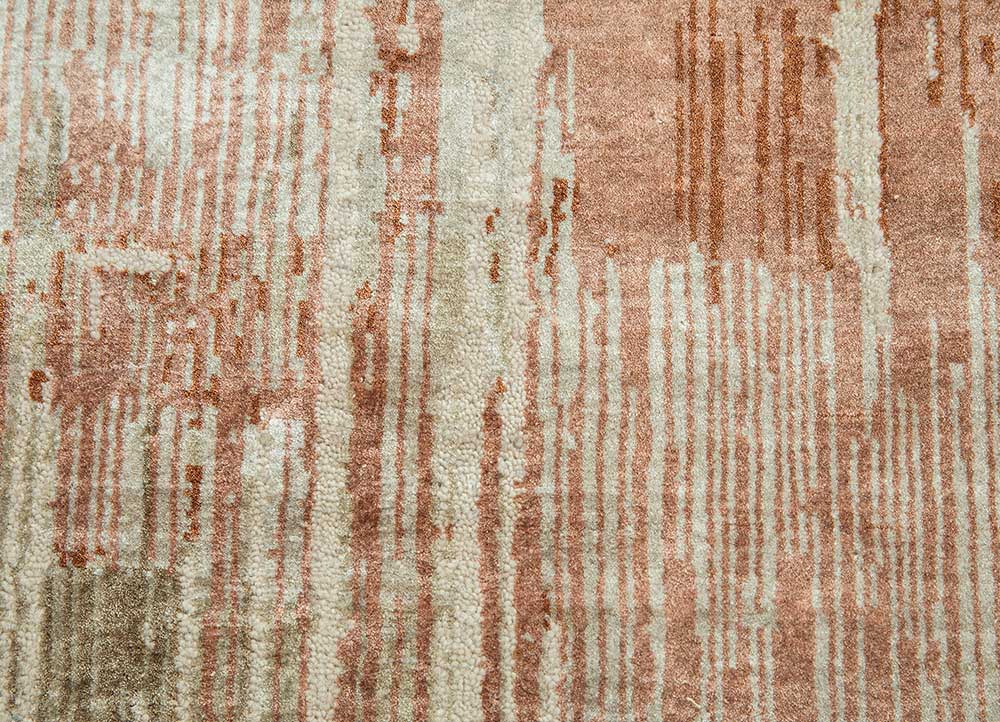 unstring by kavi ivory wool and bamboo silk Hand Knotted Rug - CloseUp