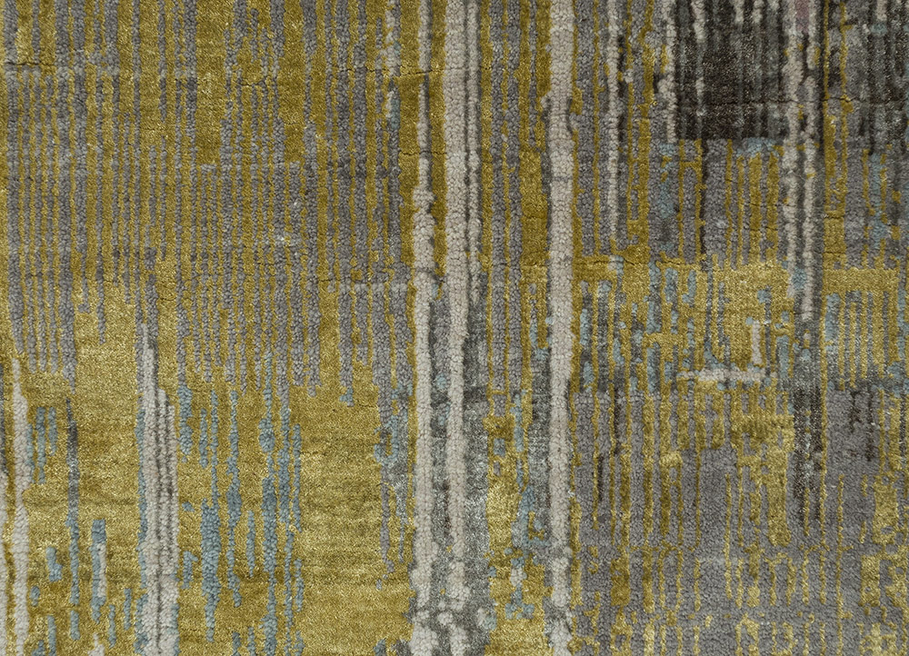 unstring by kavi grey and black wool and bamboo silk Hand Knotted Rug - CloseUp