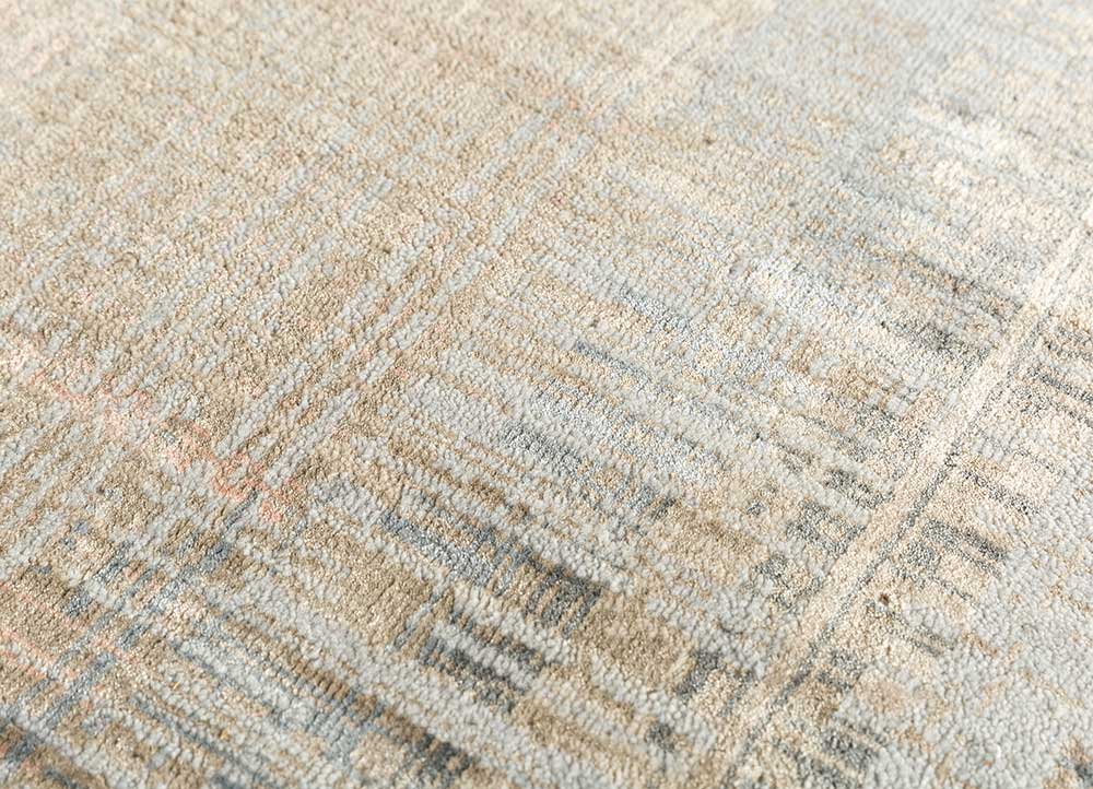 unstring by kavi blue wool and bamboo silk Hand Knotted Rug - CloseUp